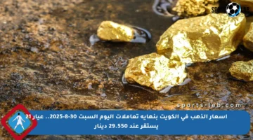 أسعار الذهب في الكويت بنهاية تعاملات اليوم السبت 30-8-2025.. عيار 21 يستقر عند 29.550 دينار